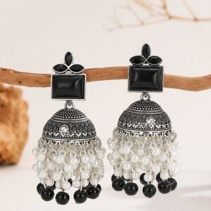 Elegant Black and Silver Dangle Earrings